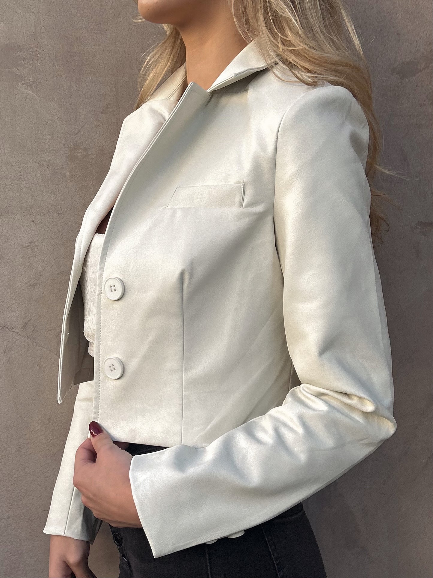 The Pearl Crop PU Jacket