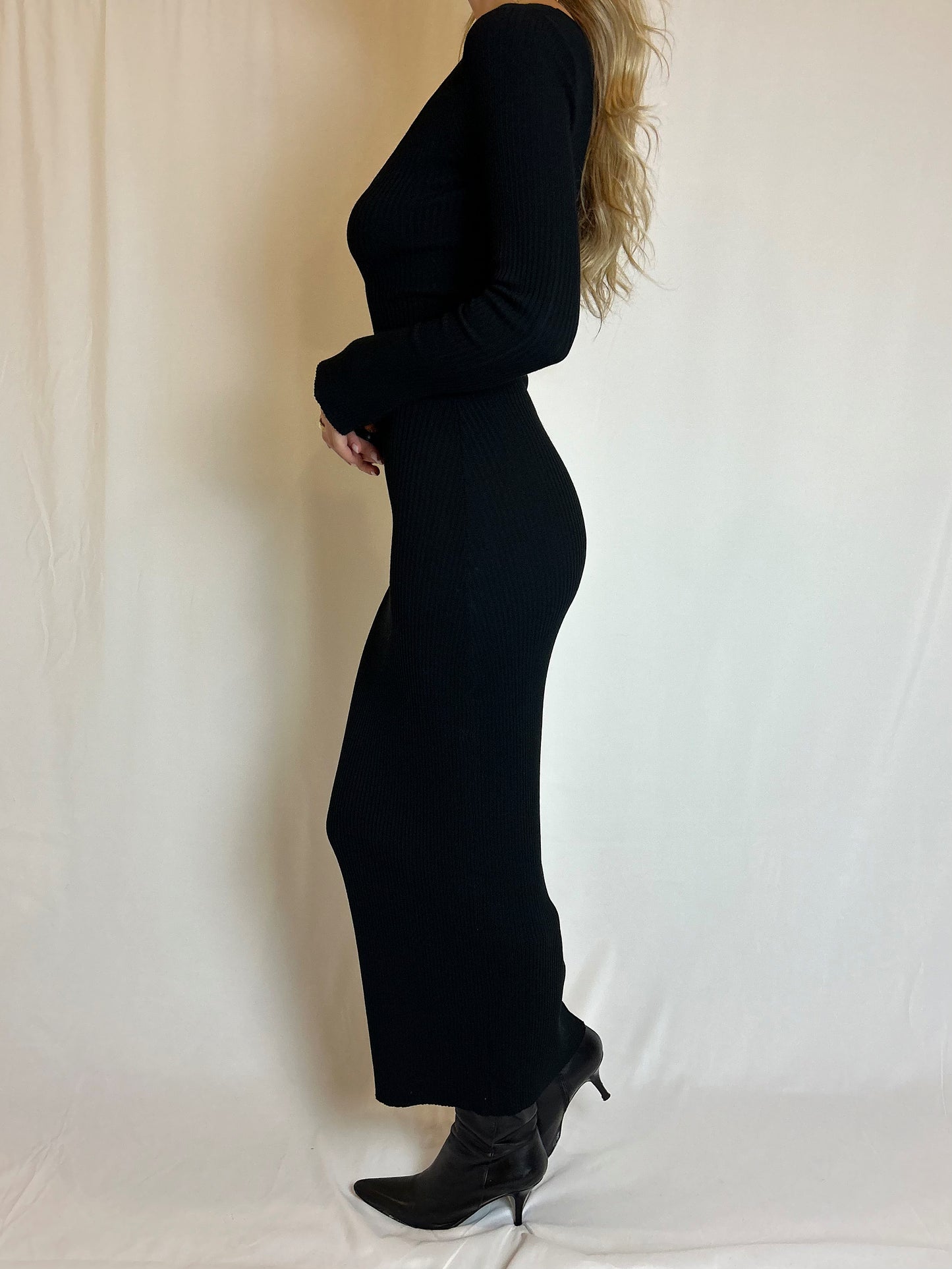 Peekaboo Knit Dress - Black