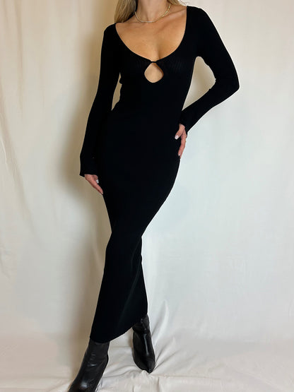 Peekaboo Knit Dress - Black