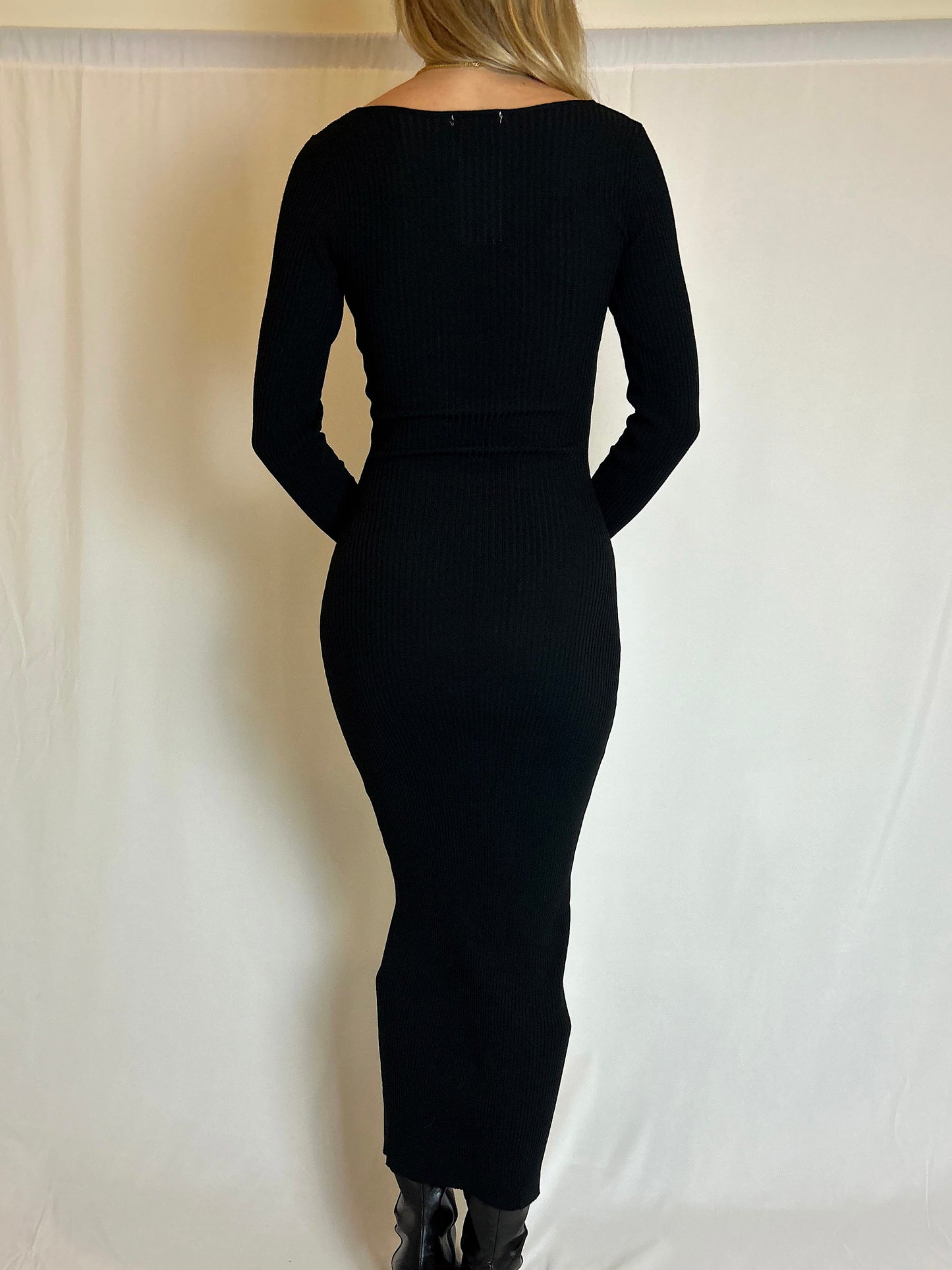 Peekaboo Knit Dress - Black