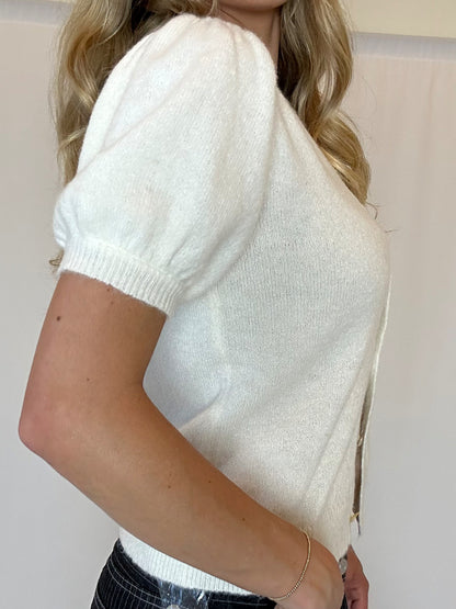 Kimberly Knit Puff Sleeve Top - Ivory